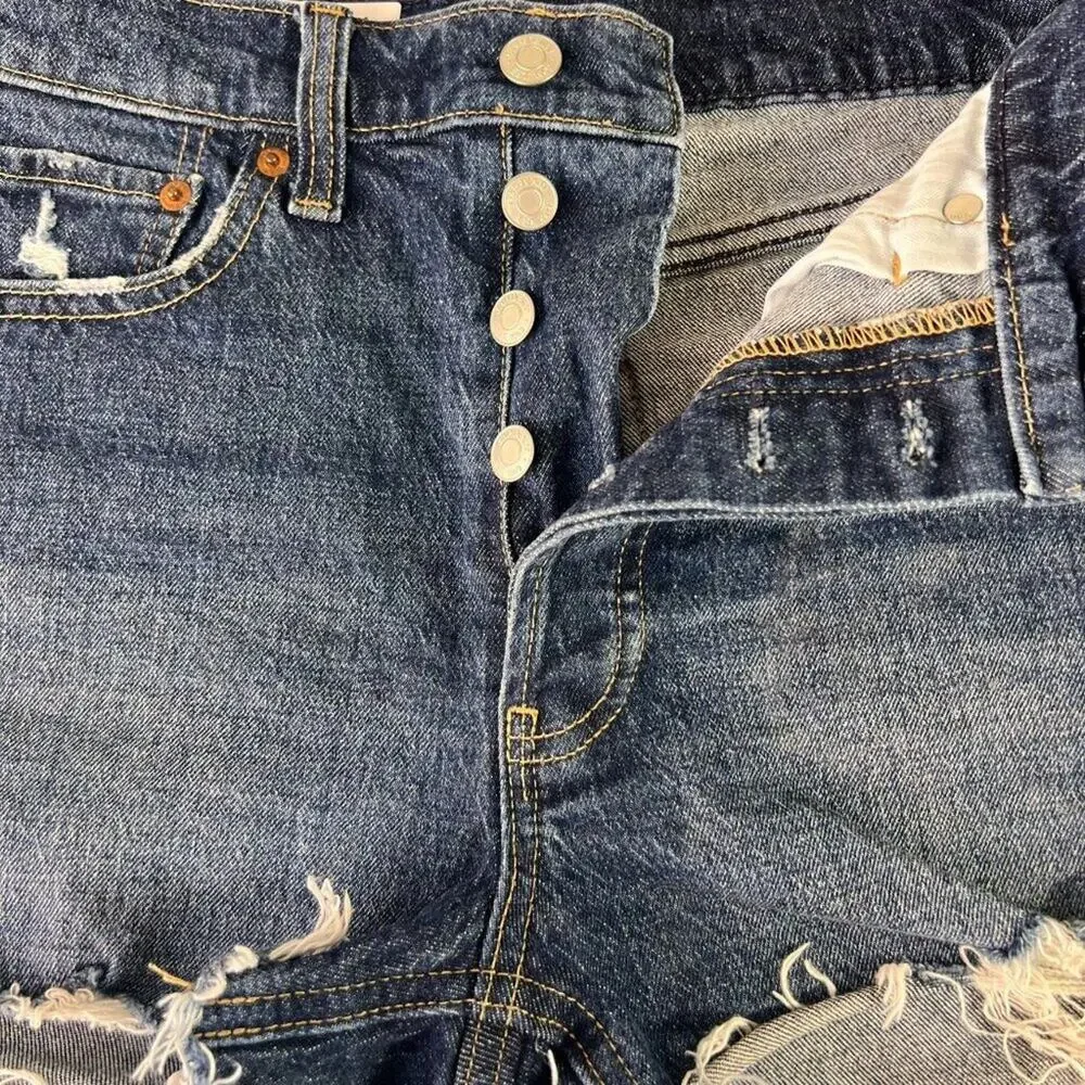 GAP Shorts Womens 26 2R Blue Denim Cheeky High Rise Button Fly Cut Off Jean